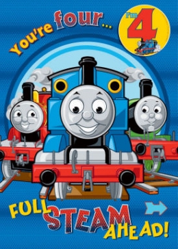 Thomas The Tank - Birthday Card with Badge Age 4